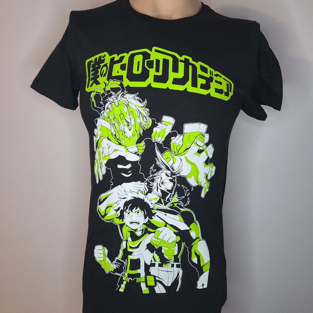 NEW MENS Adult My Hero Academia Black Short Sleeve Graphic Shirt Sz S
